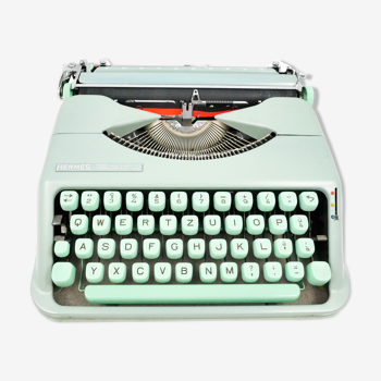 Machine à écrire Hermes Baby vert tilleul révisée ruban neuf