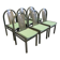 Set of 6 Baumann Argos bistro chairs in wood and green fabric from the 80s France