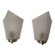 Pair of Art Deco wall sconces in frosted glass & brass