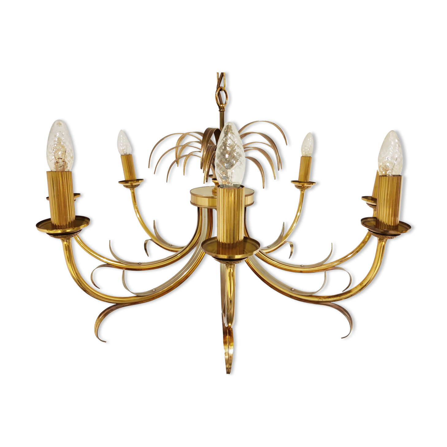 Brass pineapple chandelier, 1970s