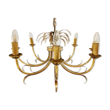 Brass pineapple chandelier, 1970s