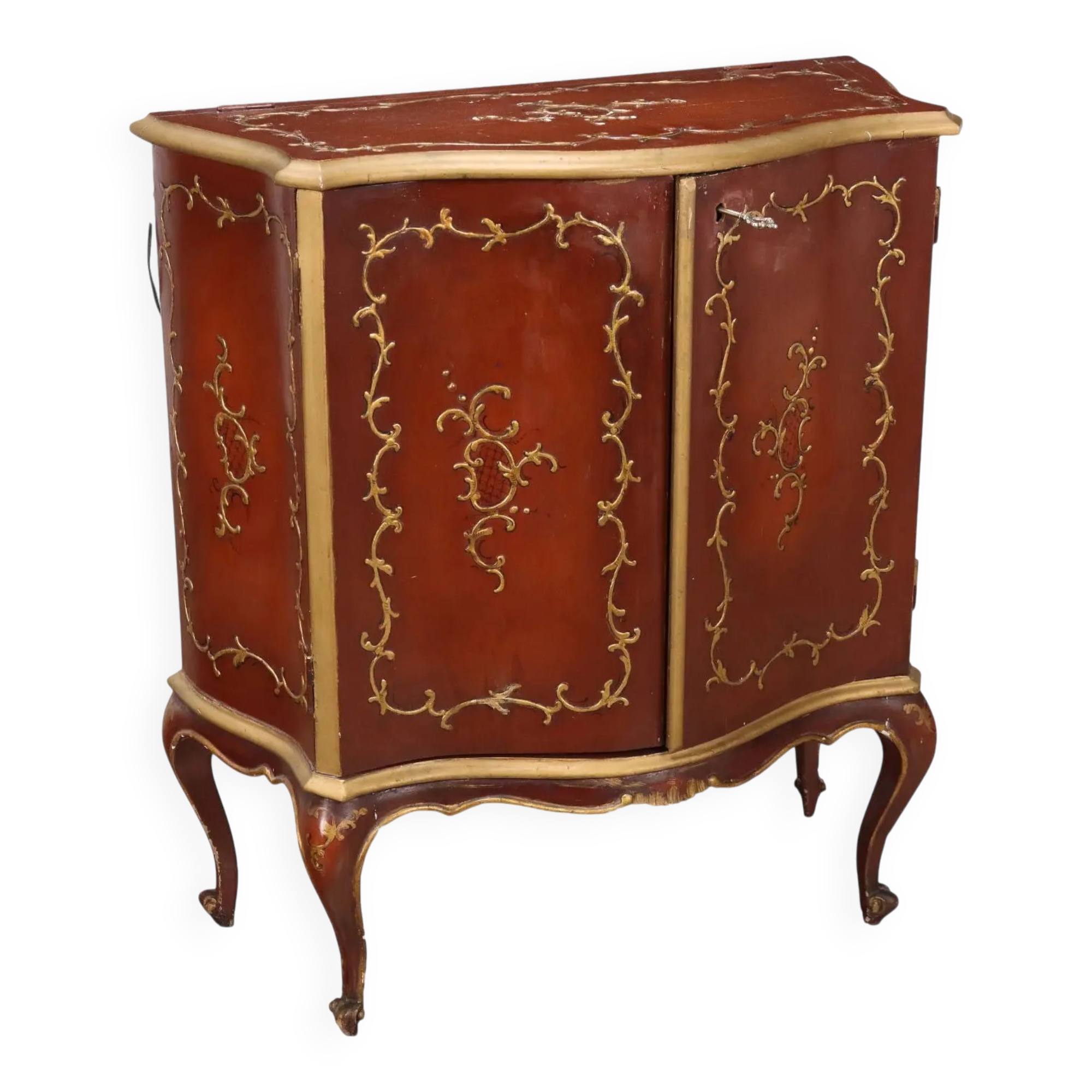 Vintage bar cabinet in baroque style, gilded wood, Italy, 20th century.