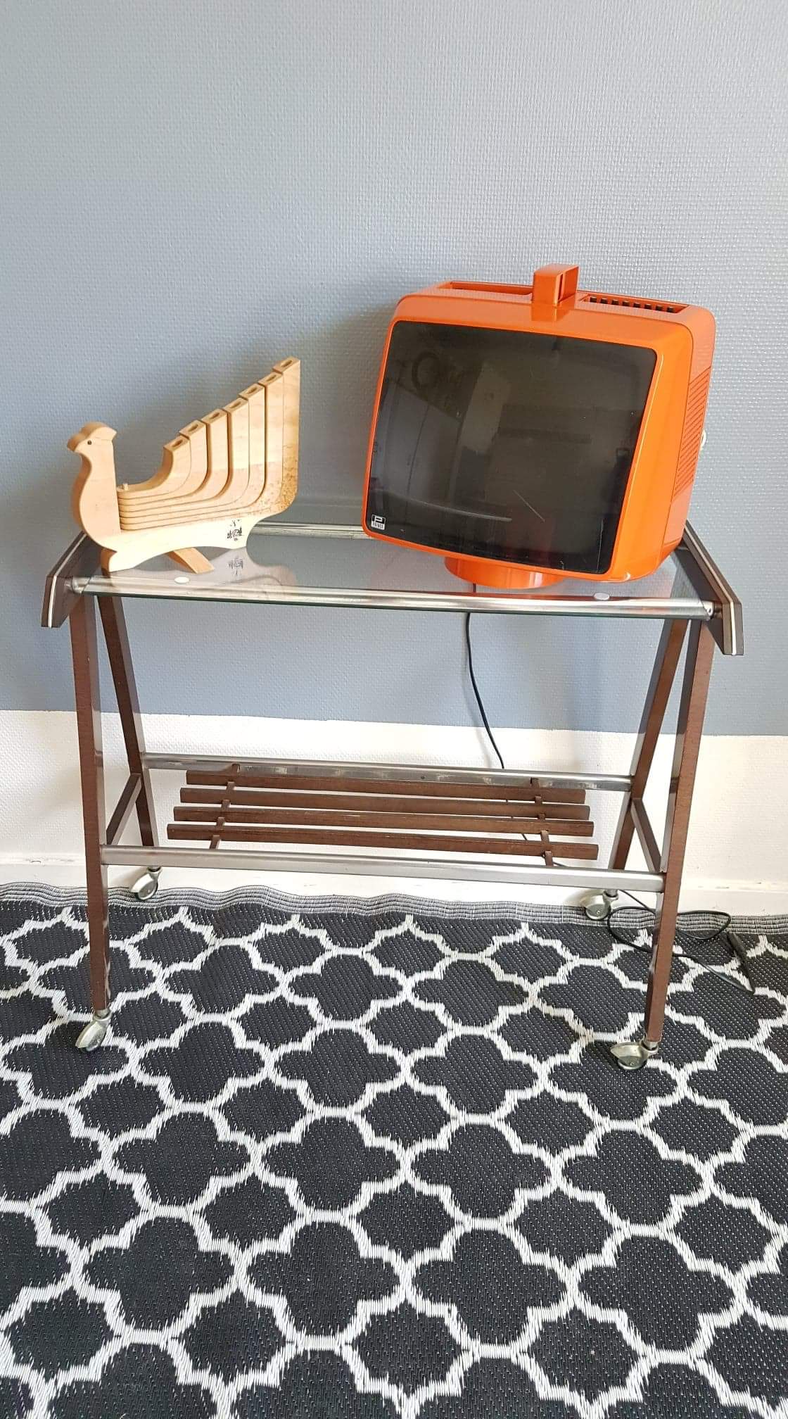 Vintage orange Prince portable TV