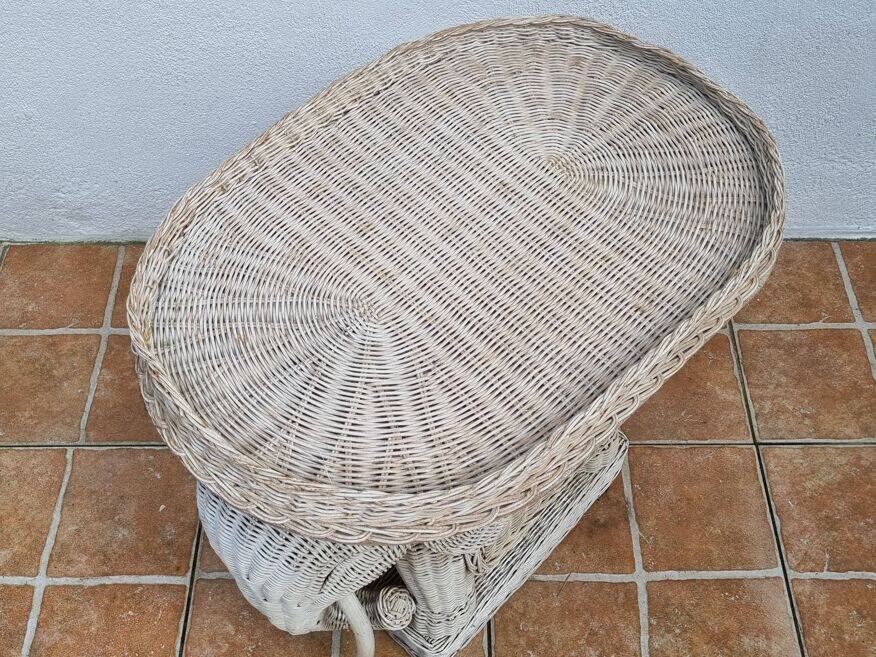 Table d'appoint, éléphant en rotin vintage, années 70