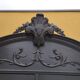 Bookcase black patina shell pediment 2 drawer doors