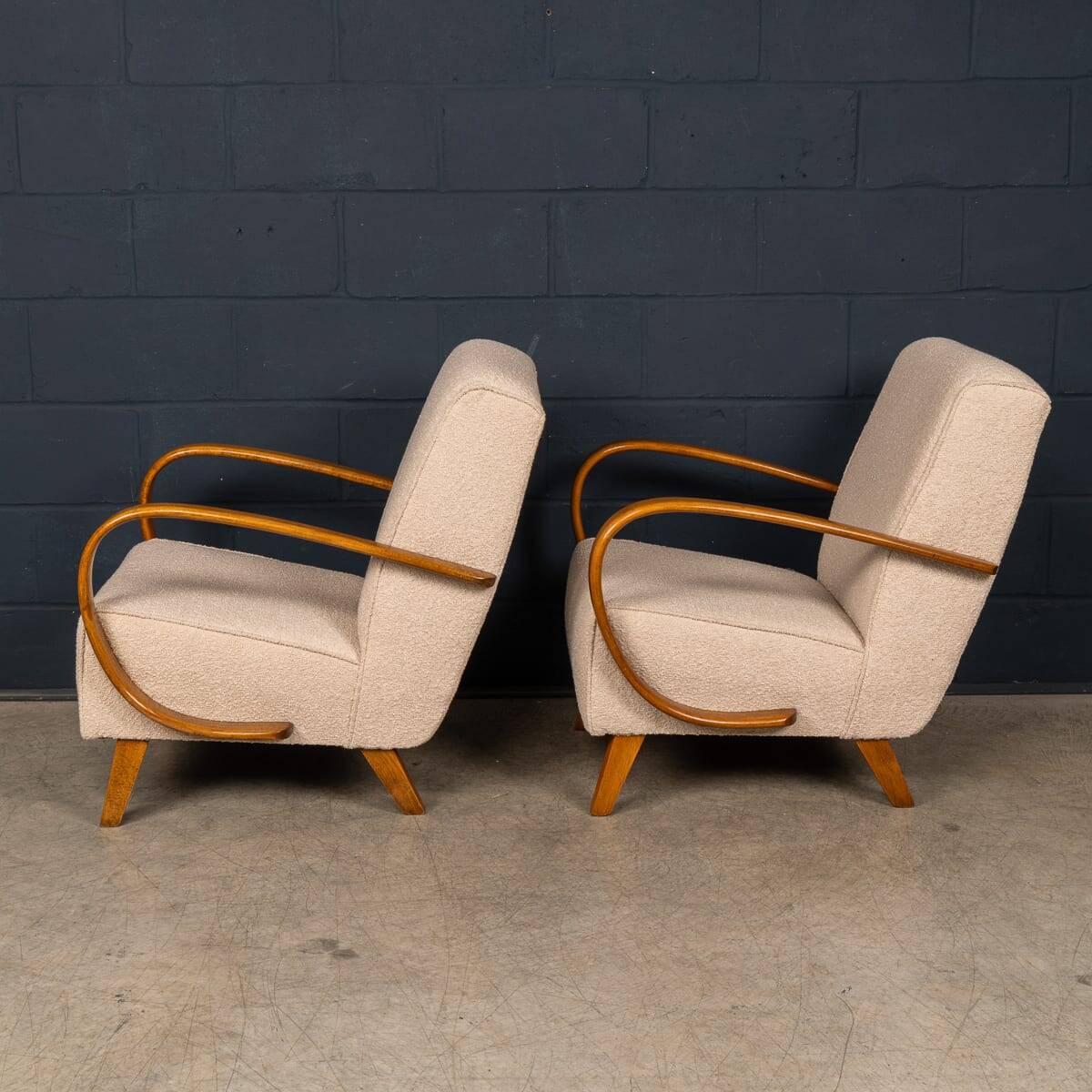 Vintage 20thc pair of halabala lounge chairs, made in czechoslovakia c.1930
