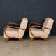 Vintage 20thc pair of halabala lounge chairs, made in czechoslovakia c.1930
