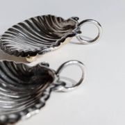 Silver-plated Shell Bowls, Set of 2, Vintage 1960s Italian Design, Silver Metal Condiment Dishes