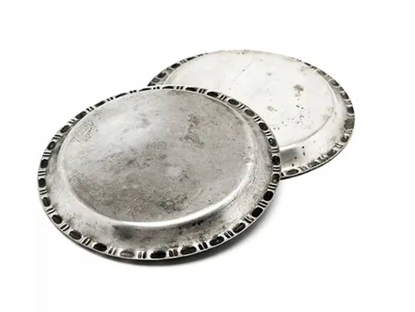 Pair of hot glass coasters Modernism, silver-plated brass, HEFRA, Poland, 1970s