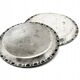 Pair of hot glass coasters Modernism, silver-plated brass, HEFRA, Poland, 1970s
