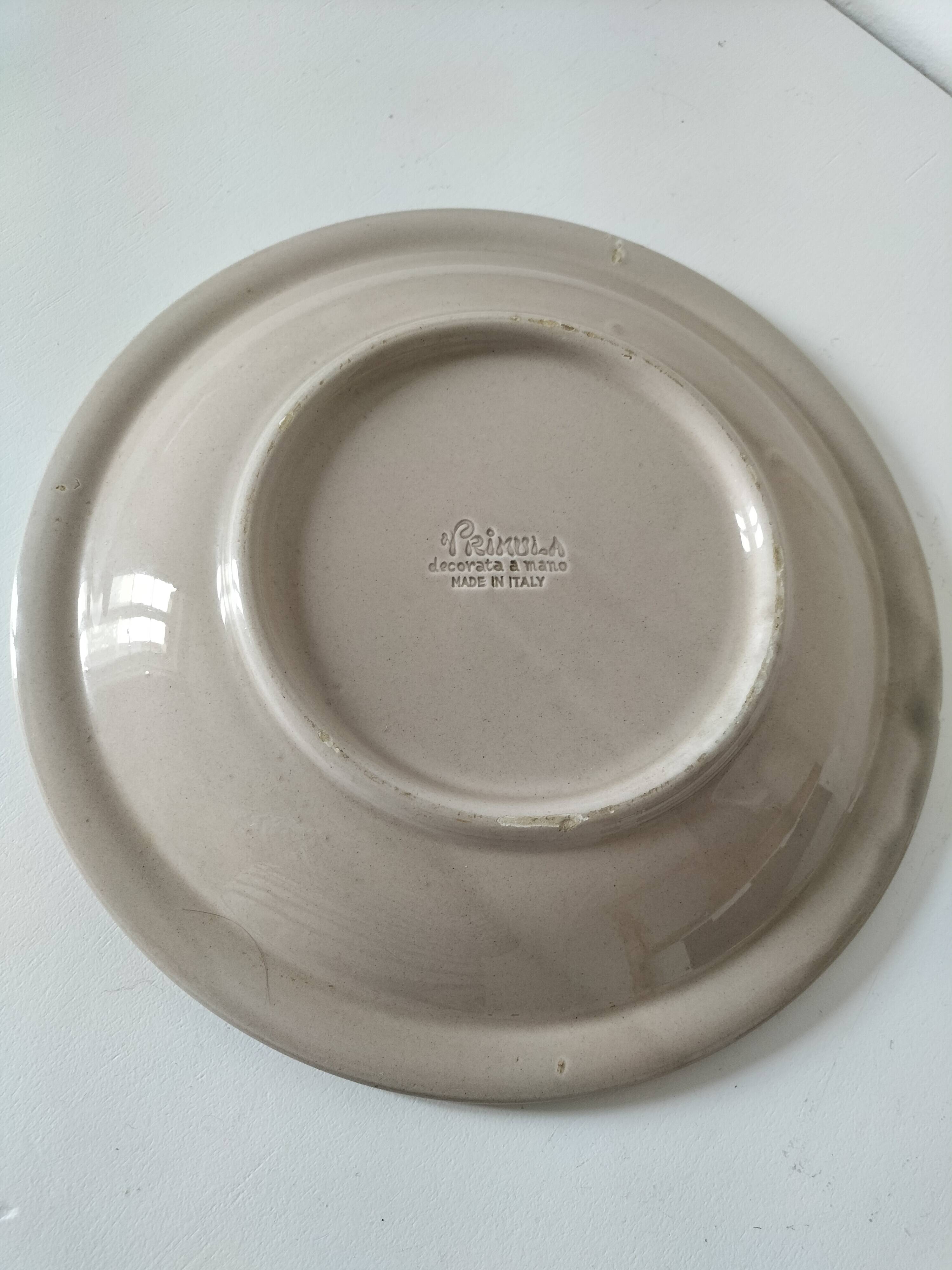 Large vintage Italian plate – hand-painted floral decoration – Primula,