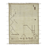 Handwoven Turkish Rustic 277 cm x 370 cm Beige Wool Carpet