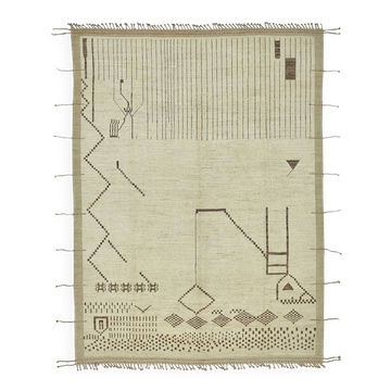 Tapis rustique turc tissé à la main en laine beige 277 cm x 370 cm
