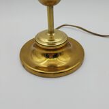 Lampe en laiton art déco et globe clichy rose