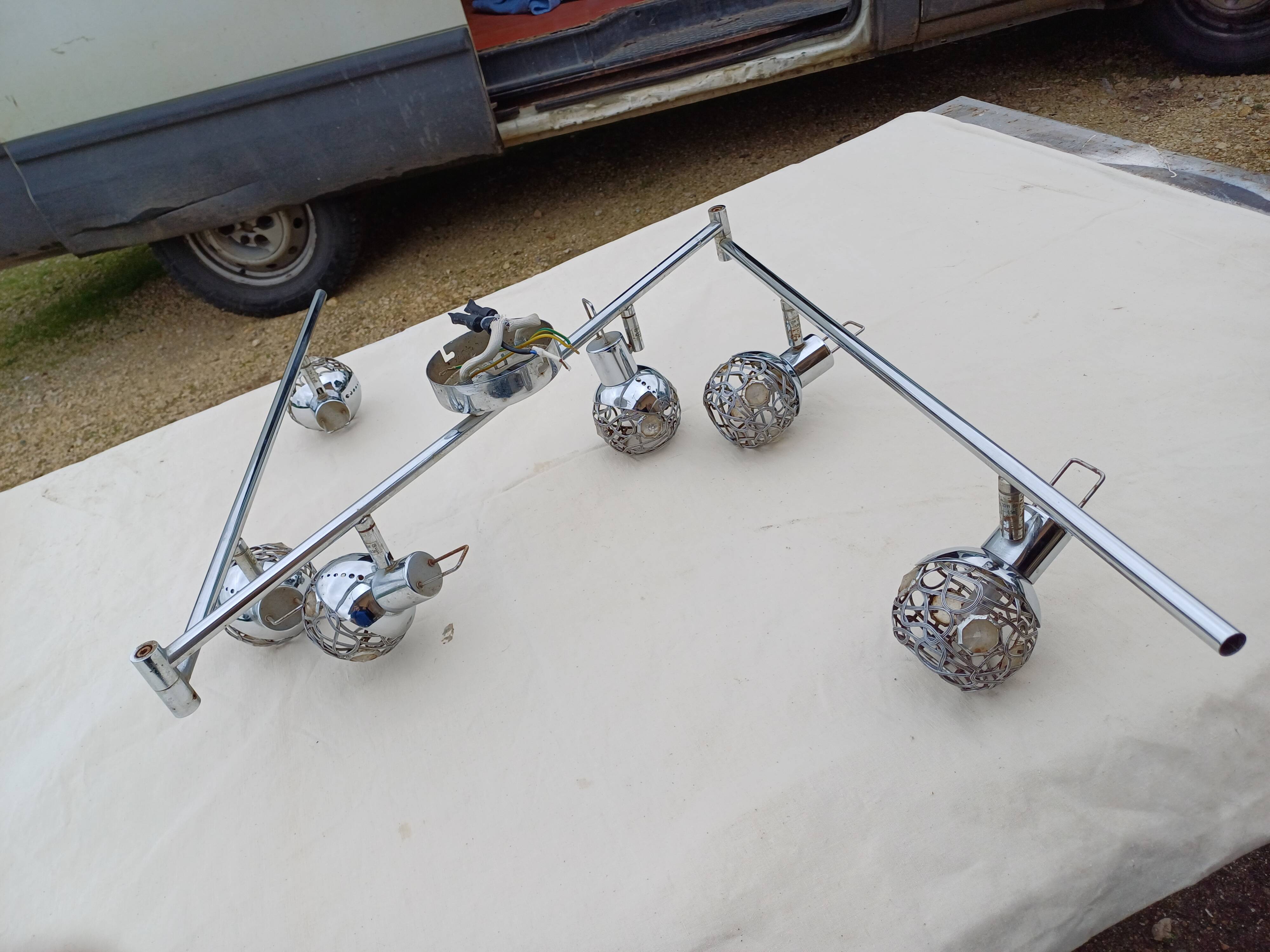 Vintage Chrome Pendant Light