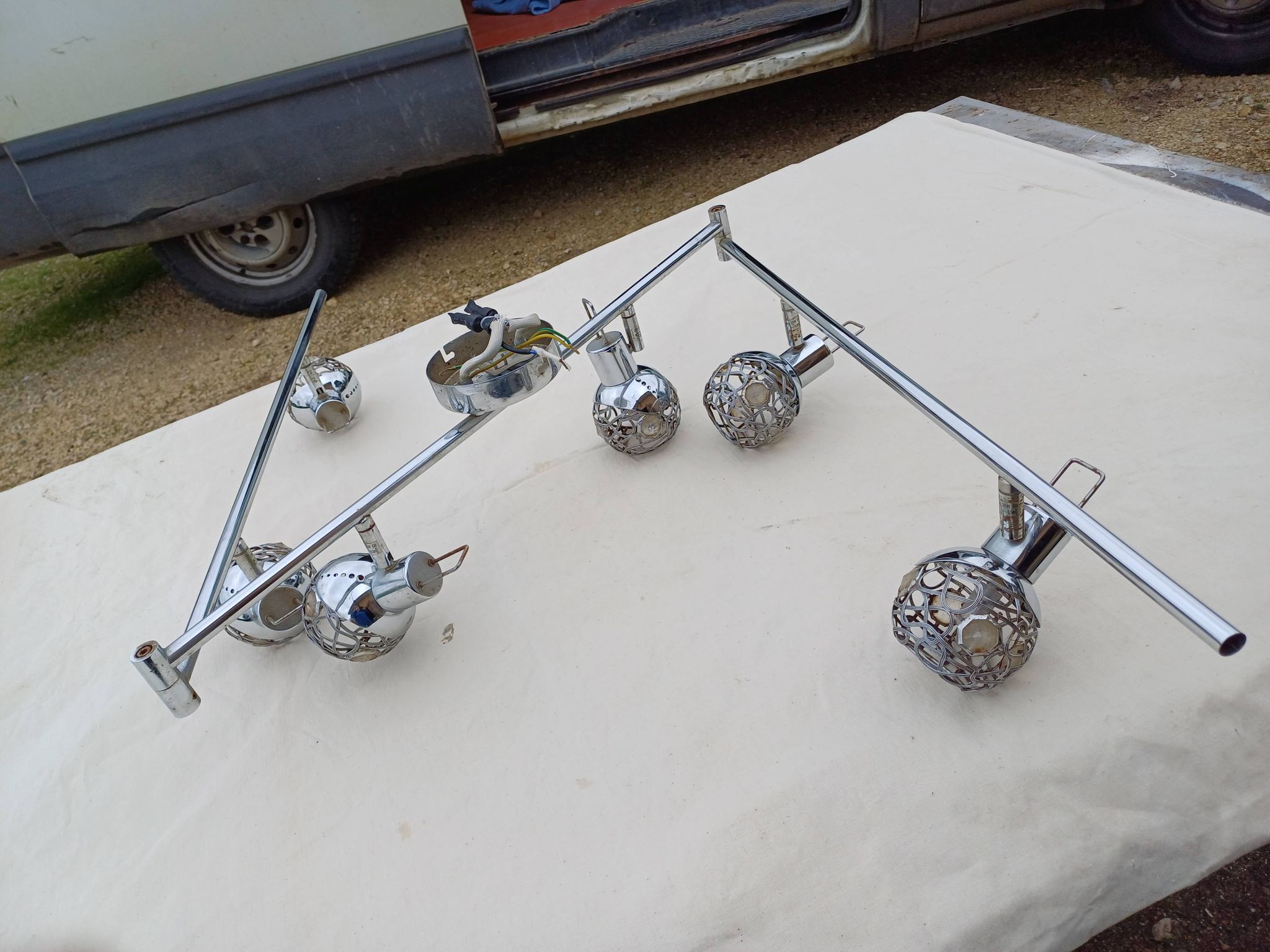 Vintage Chrome Pendant Light