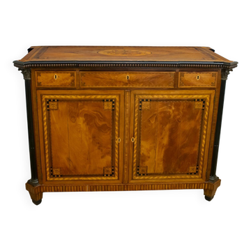 Buffet français Napoléon III marqueté de motifs floraux géométriques, 1850