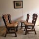 Lot de 4 chaises brutalistes en bois