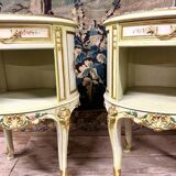 Pair of Italian lacquered wood bedside tables, early 20th century. Louis XV style