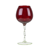 Vintage red glass brandy glass cup mouth blown italy 33cm