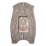 Art nouveau photo frame in embossed pewter