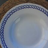 Deep plate with royal blue geometric pattern marked on the back FB 45.