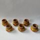 Egg cups in wood with hand-painted floral decoration, handcrafted