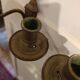 Pair of French bronze wall sconces, Louis XVI Neoclassical style, two-arm s