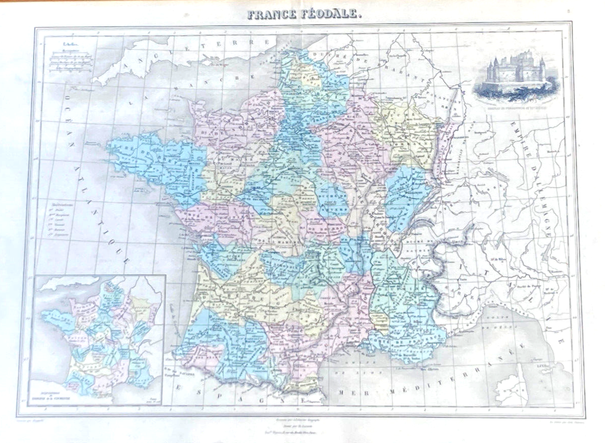 Carte de la France féodale XIXe