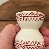 Vintage diabolo-shaped egg cup with burgundy patterns