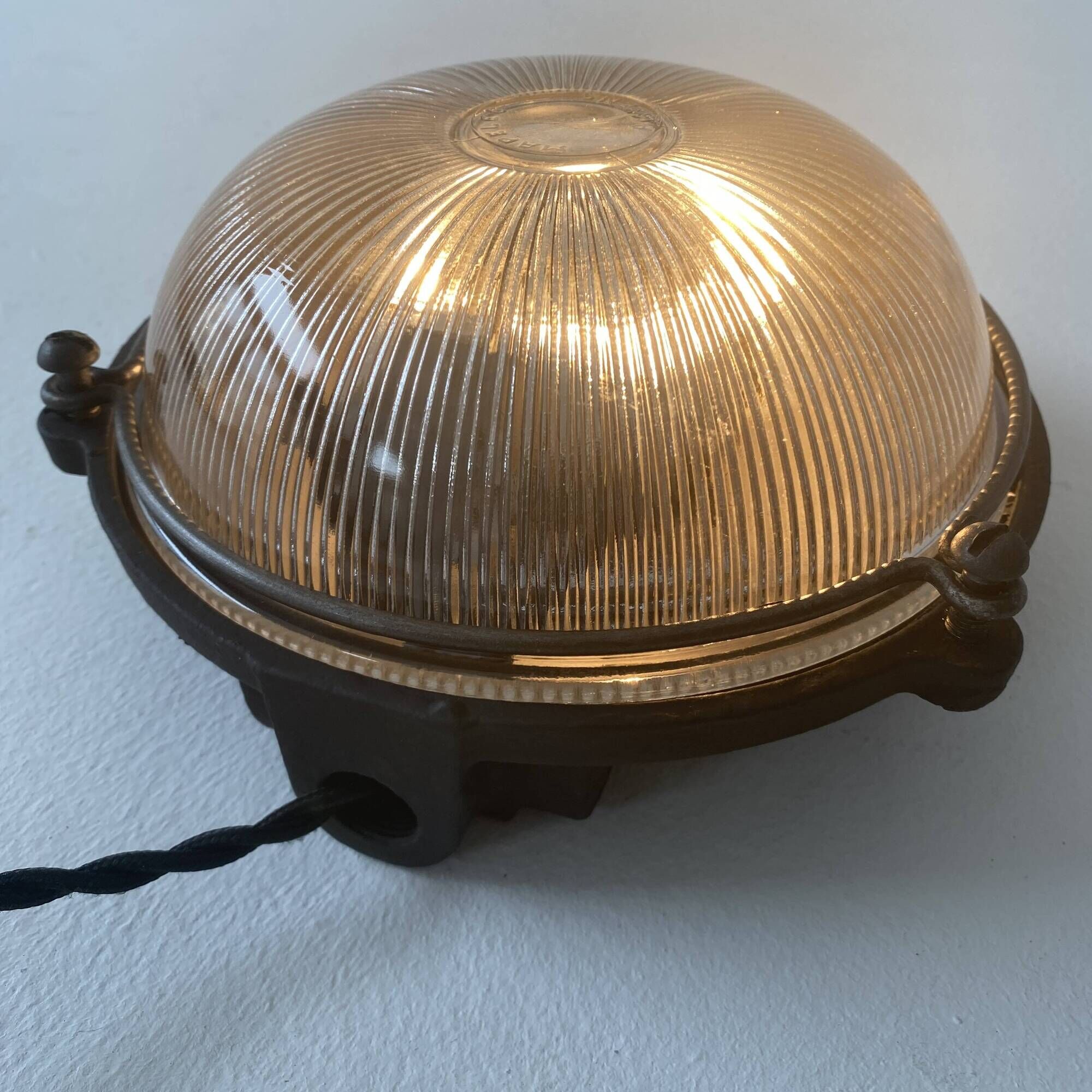Pair of old “mapelec amiens” industrial wall lights