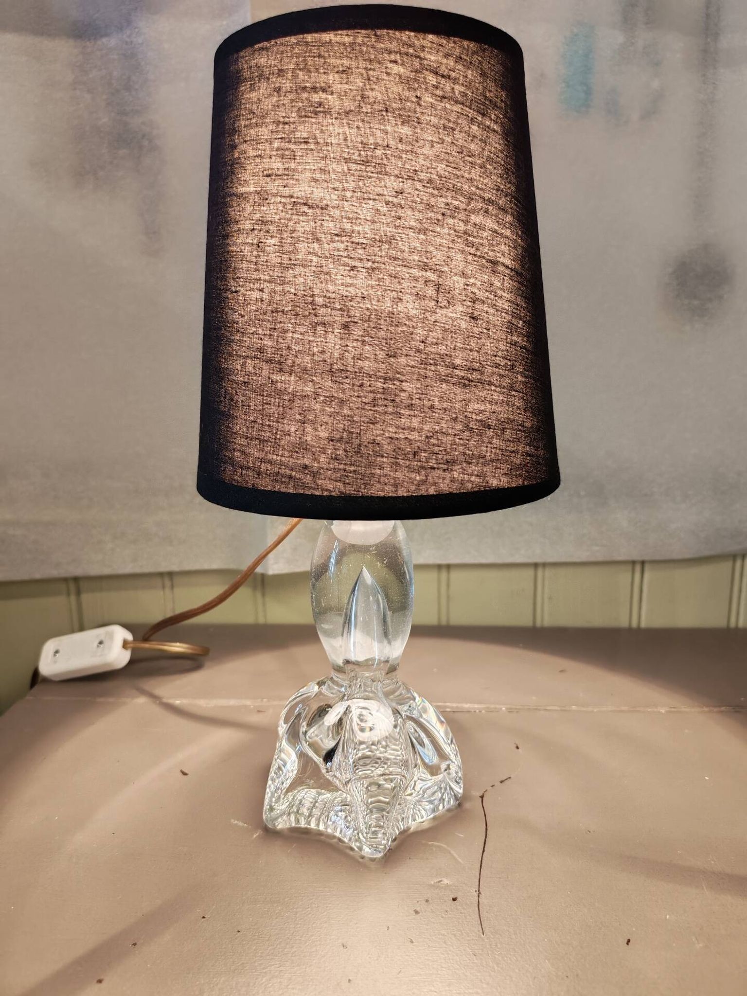 Pied de lampe vintage en verre