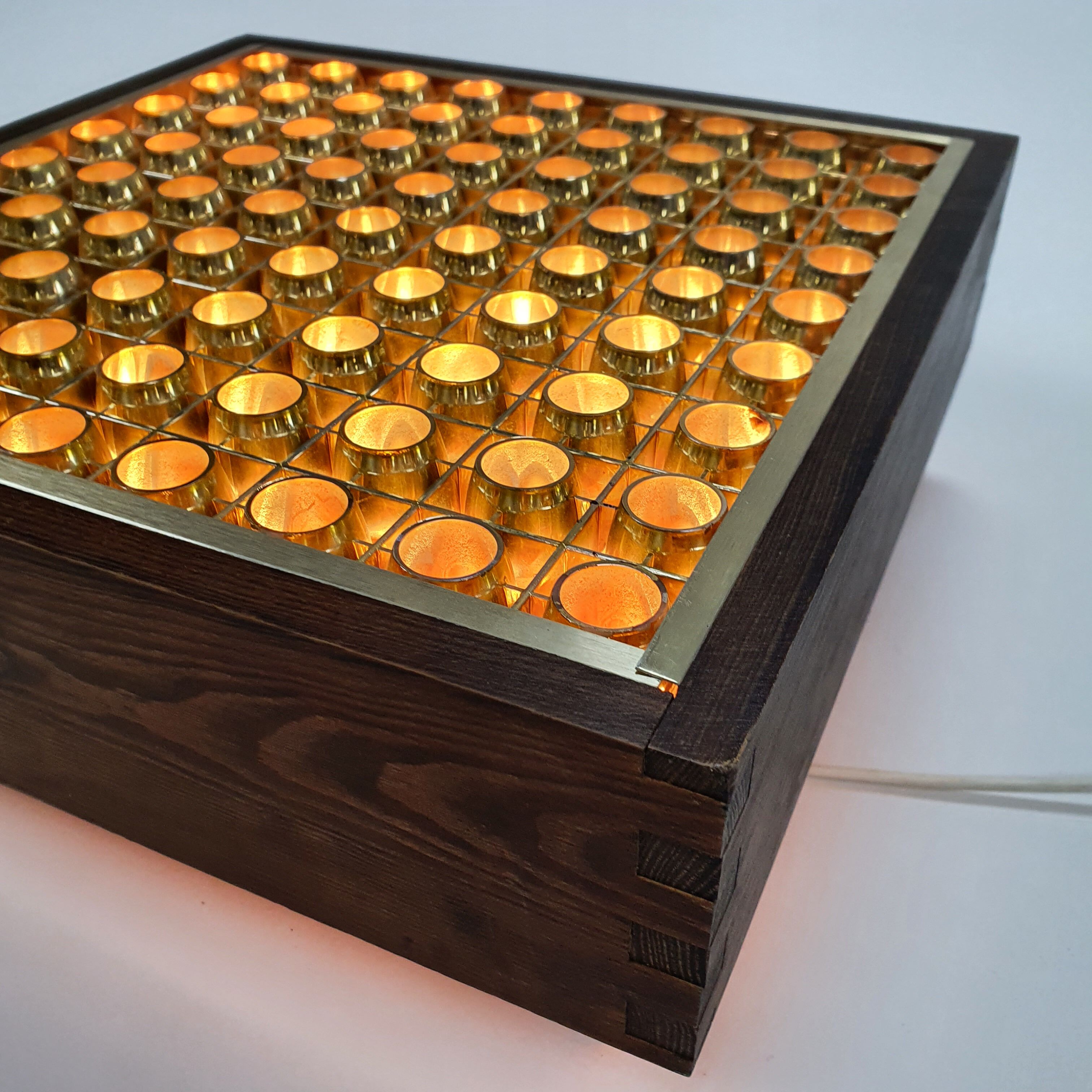 Mid century scandinavian pine and brass ceiling lamp, 1960s