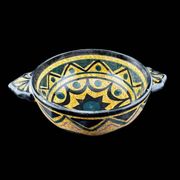 Earthenware Bowls St Jean de Bretagne Set of 4 Hand Decorated Geometric Black