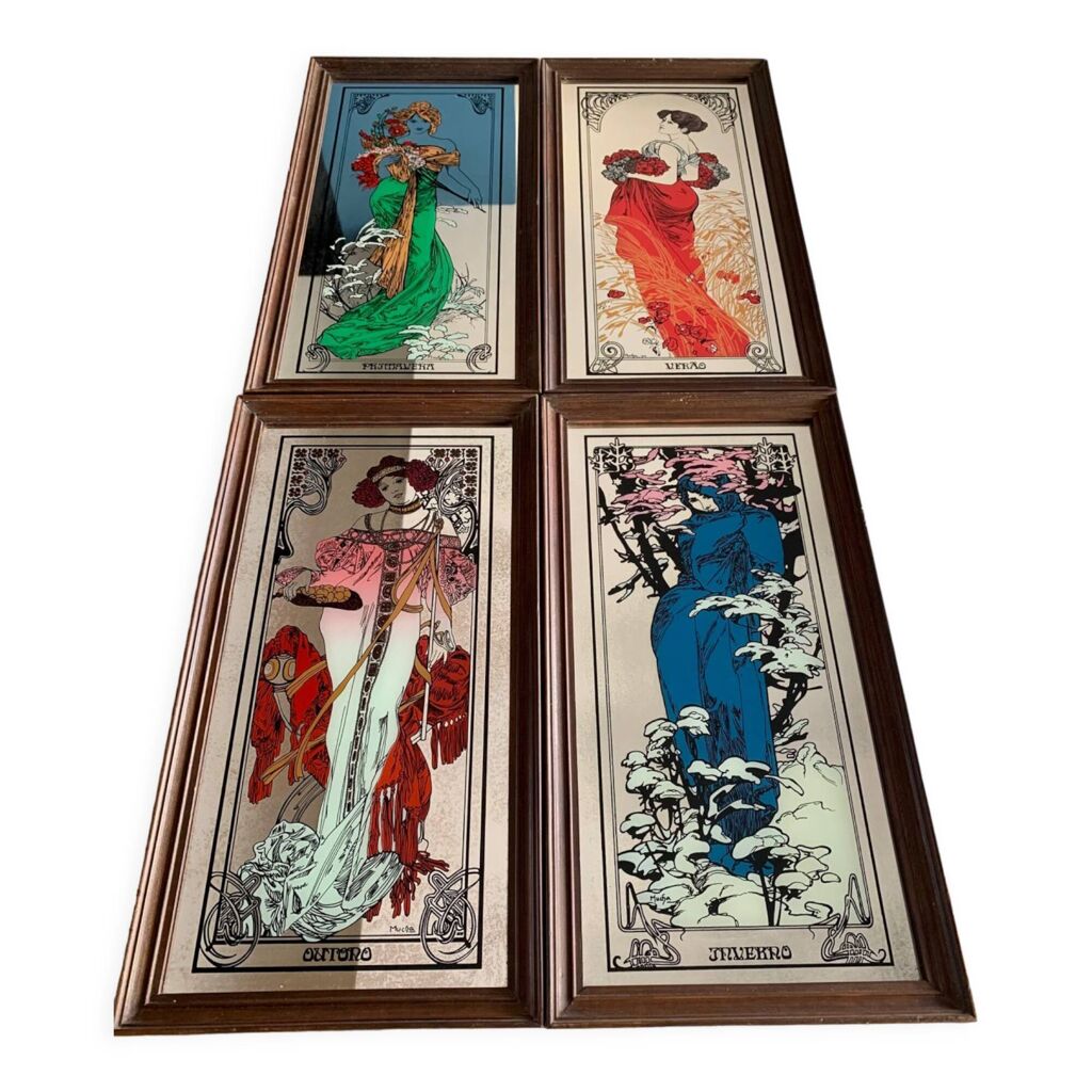 Miroirs Alphonse Mucha Les saisons