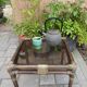Square coffee table bamboo and smoked glass, vintage