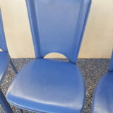 4 blue leather chairs brand Dad