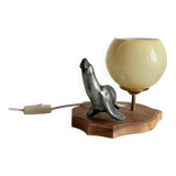 Art Deco Sea Lion blown glass lamp