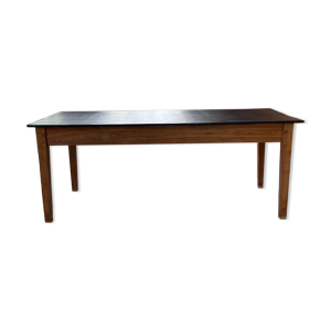 Table de ferme 2m pin et plateau noir