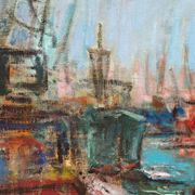 Huile sur toile suédoise – « Port de Göteborg » par Eric With