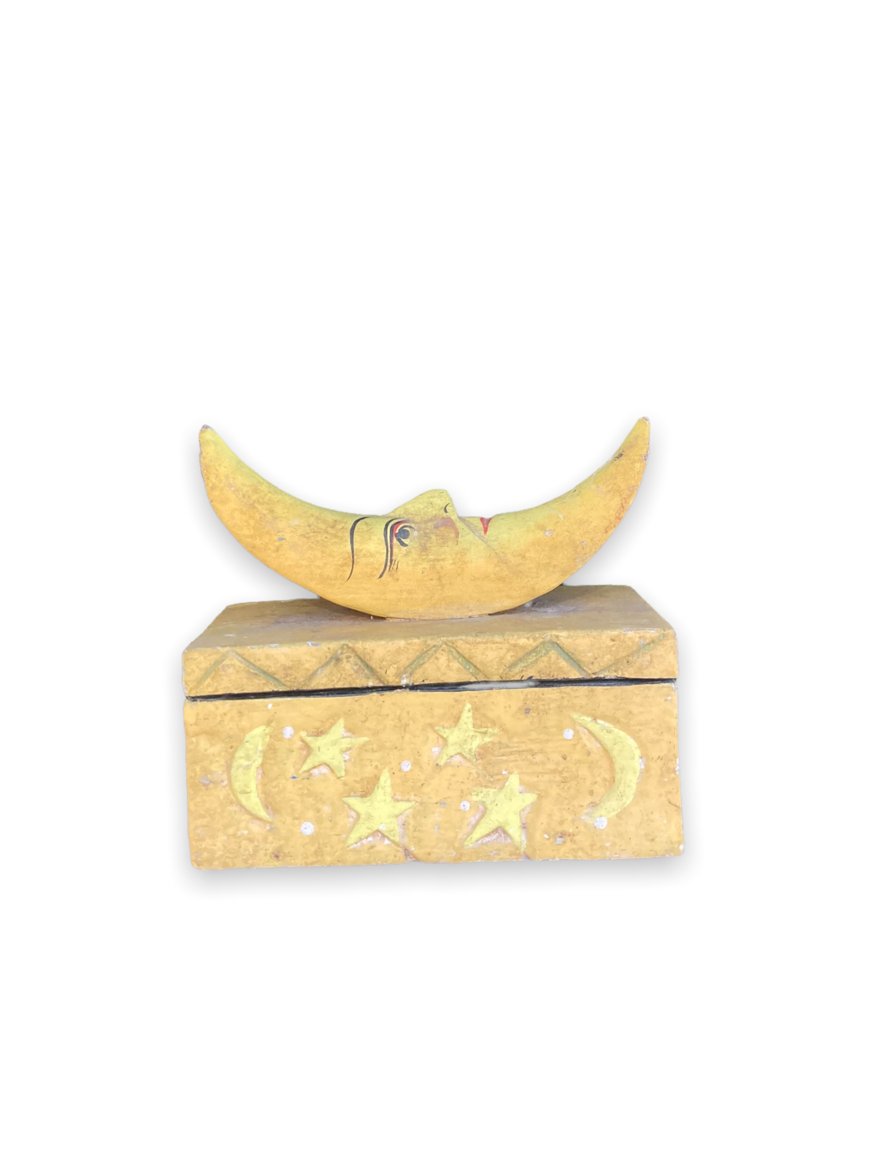 Moon-shaped wooden tarot box