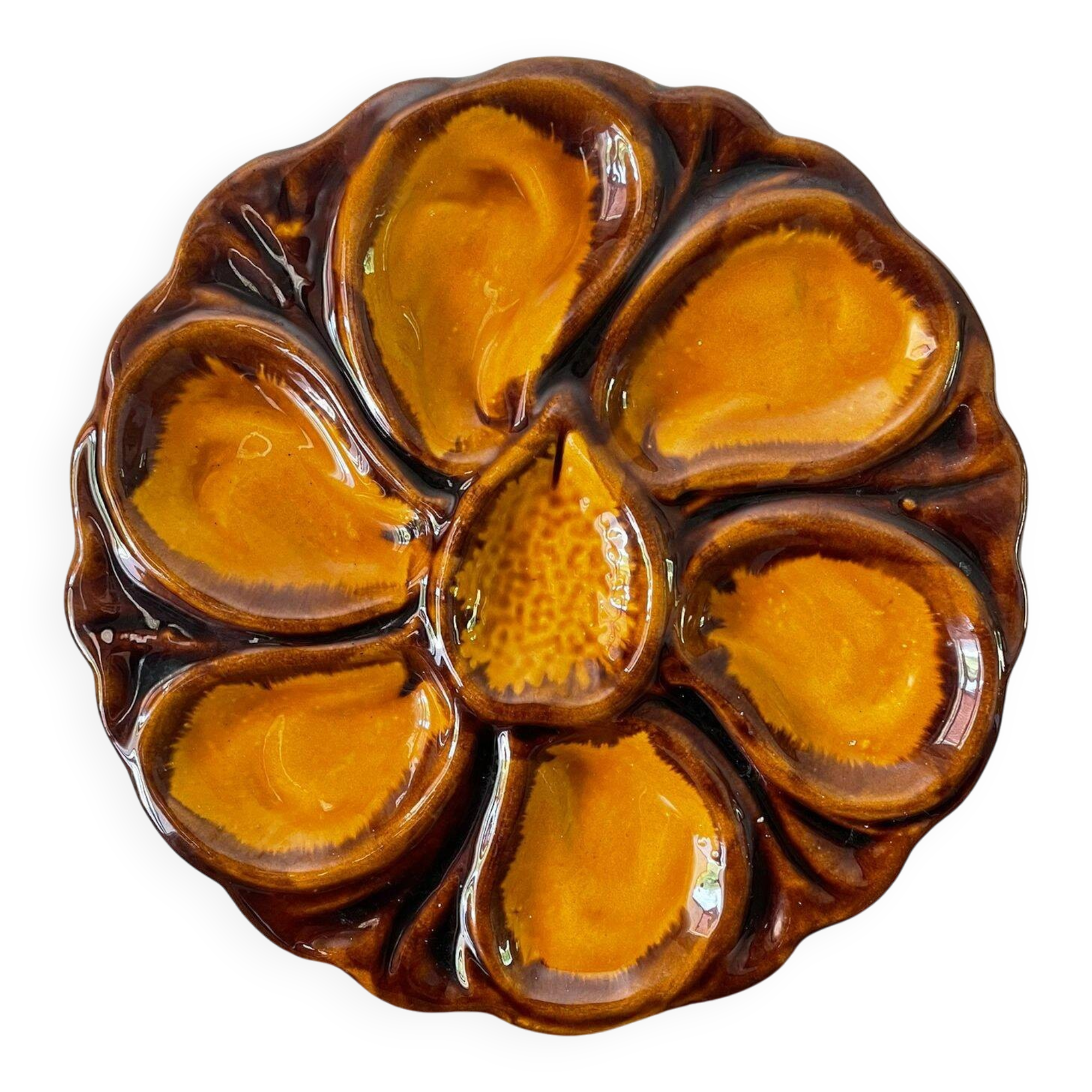 Oyster plate barbotine Vallauris