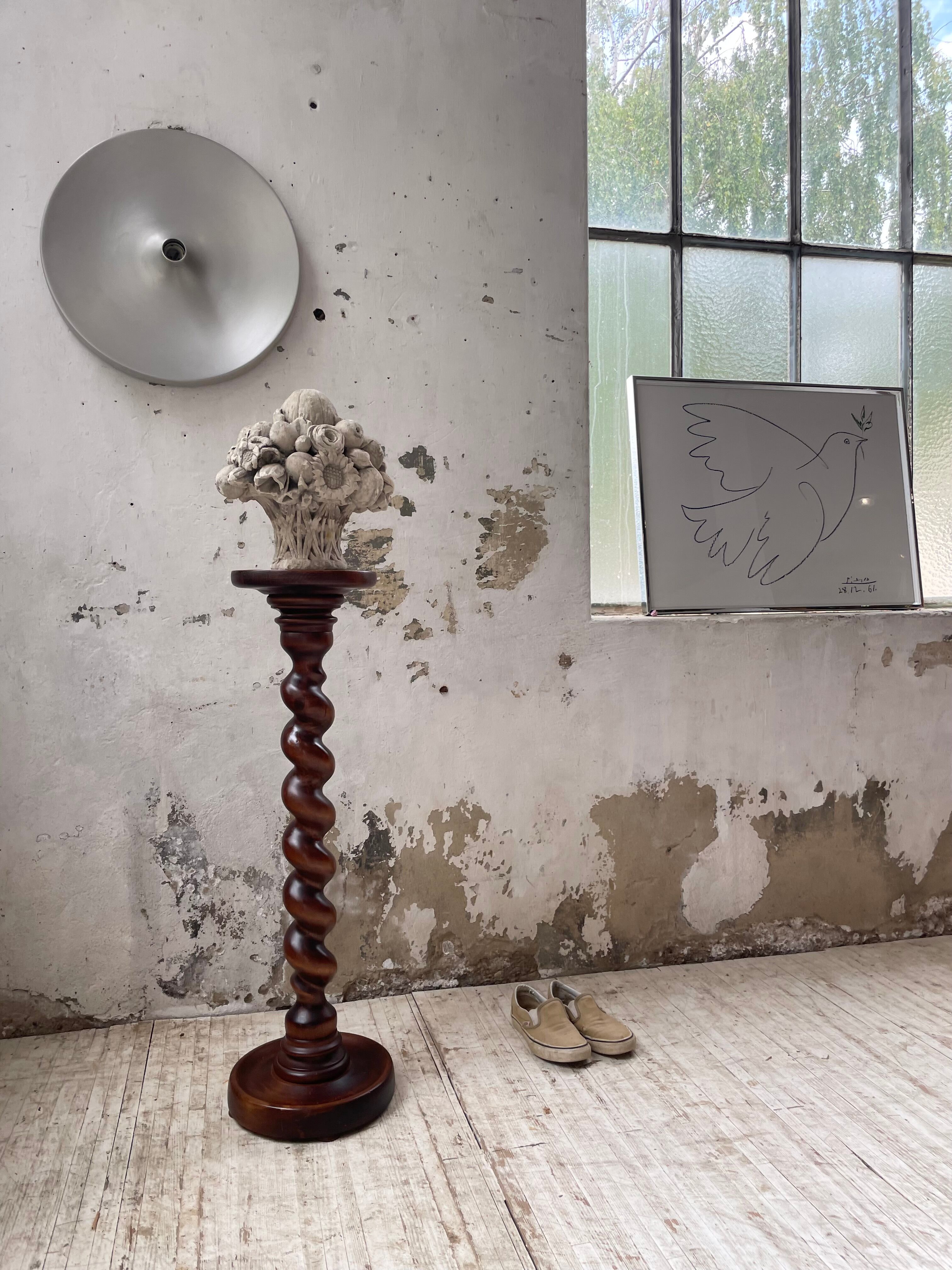 Side table walnut base turned wood