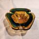 Murano green and yellow blown glass ashtray, 1970