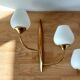 Pair of wood and gilded brass sconces 1950 boat hulls with 2 lights.