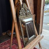 Napoleon III style mirror with gilt brass side panels