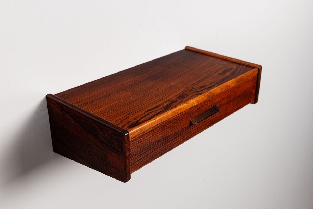 Pair of Scandinavian floating nightstands rosewood Denmark 1960