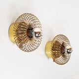 Pair of rare brass 'Spring' wall lamps by Oxar