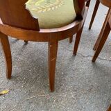 8 gondola chairs in solid wood and green and blue fabric