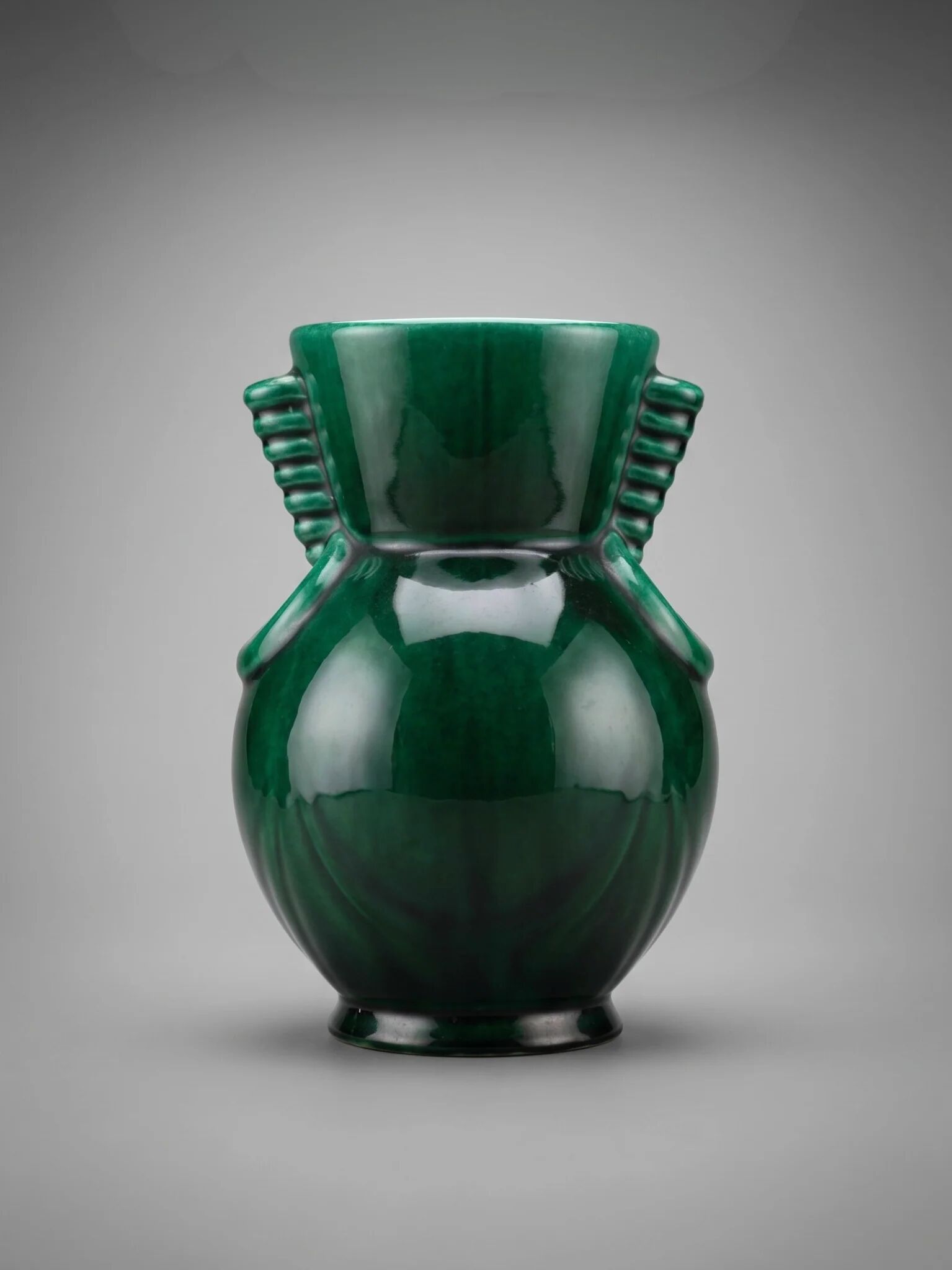 Vase art déco Saint-Clément 4159 signé Blanche Letalle – vert malachite